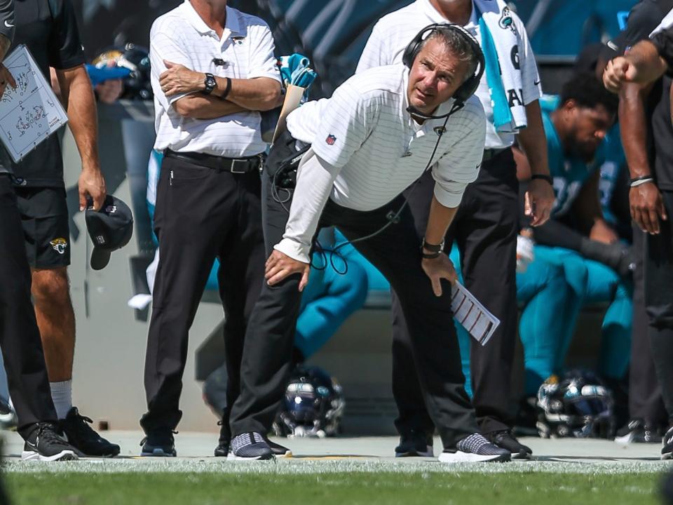 Urban Meyer looks on from the sidelines during a game against the Tennessee Titans.