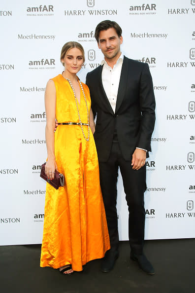 One of the most stylish couples around, the pair didn’t disappoint. Palermo shone in a  bright yellow silk dress while her husband, model Johannes Huebl, was dapper as ever, even in his dressed down tuxedo. 