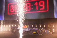 The new RB19 F1 car is unveiled during an event in New York, Friday, Feb. 3, 2023. Ford will return to Formula One as the engine provider for Red Bull Racing in a partnership announced Friday that begins with immediate technical support this season and engines in 2026. (AP Photo/Seth Wenig)