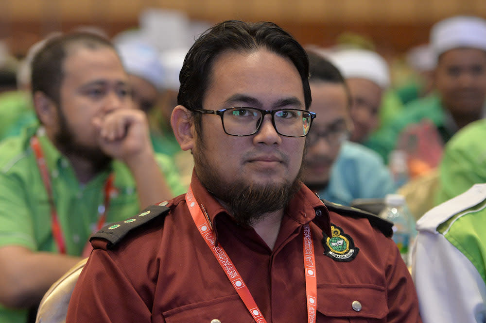 Kedah PAS Deputy Youth chief Nasrun Othman is pictured during the Dewan Pemuda PAS Muktamar in Gambang, Pahang June 20, 2019. — Picture by Mukhriz Hazim