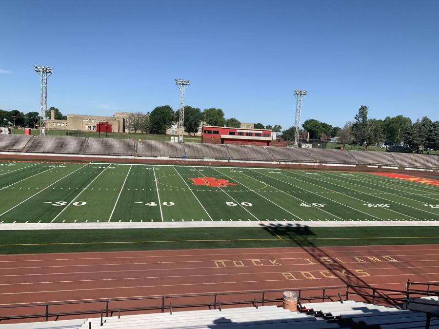 The track and football field at Rock Island High School.