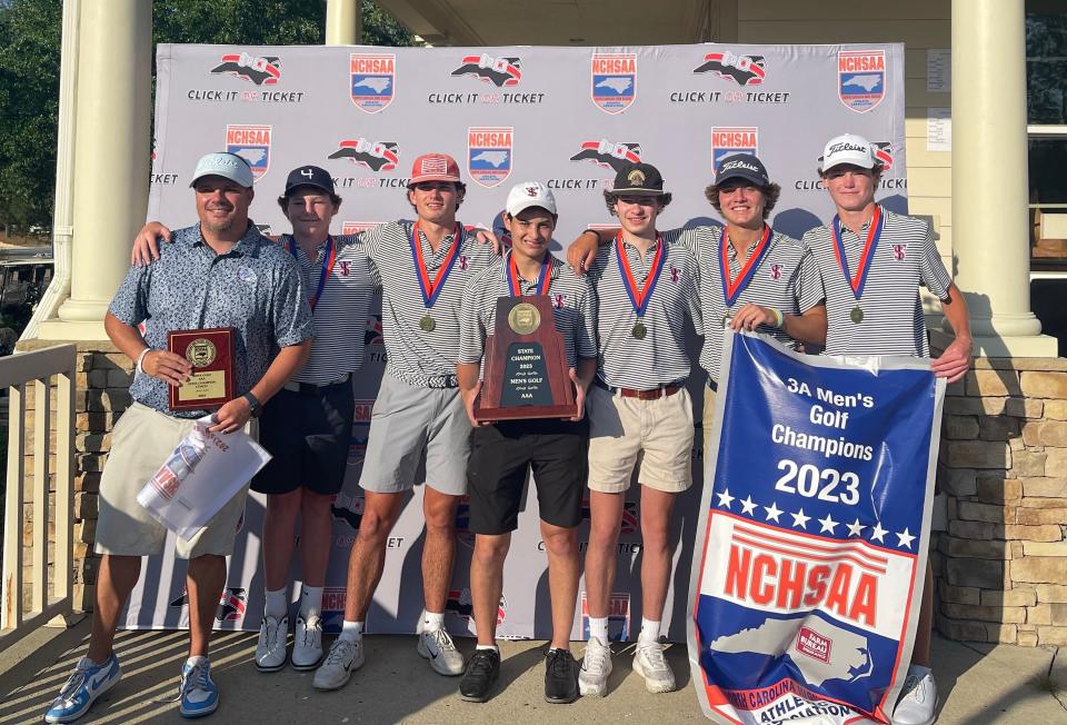 Terry Sanford boys golf won the 2023 NCHSAA 3A state championship for the program's first title in 41 years.
