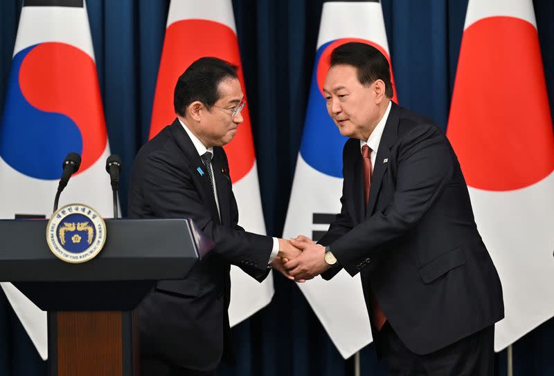 FILE PHOTO: Japanese Prime Minister Fumio Kishida visits South Korea