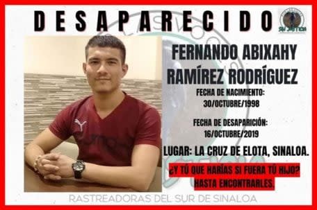 Ficha de búsqueda de Fernando Abixahy Ramírez Rodríguez.