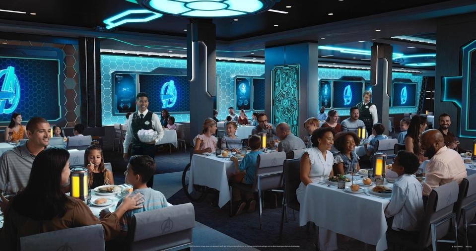 Worlds of Marvel Restaurant interior rendering