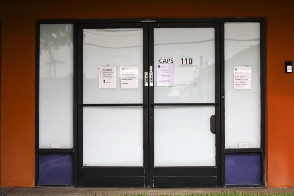 Caps Armory, a Monterey Park gun shop that was raided by sheriff's investigators.