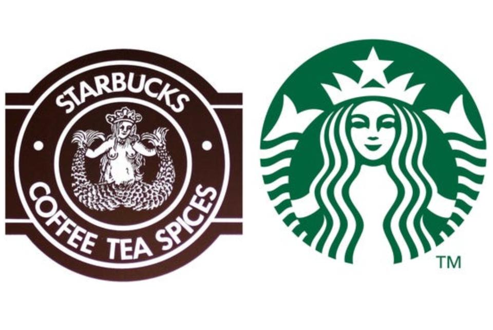 Desde su nacimiento en 1971 el logo de Starbucks siempre ha sido una sirena con dos colas, pero esta ha ido sufriendo ligeras modificaciones. Con el tiempo se cubrieron los pechos del ser mitológico y también se eliminó el nombre de la compañía. (Foto: <a href="http://www.starbucks.es/" rel="nofollow noopener" target="_blank" data-ylk="slk:Starbucks;elm:context_link;itc:0;sec:content-canvas" class="link ">Starbucks</a>).