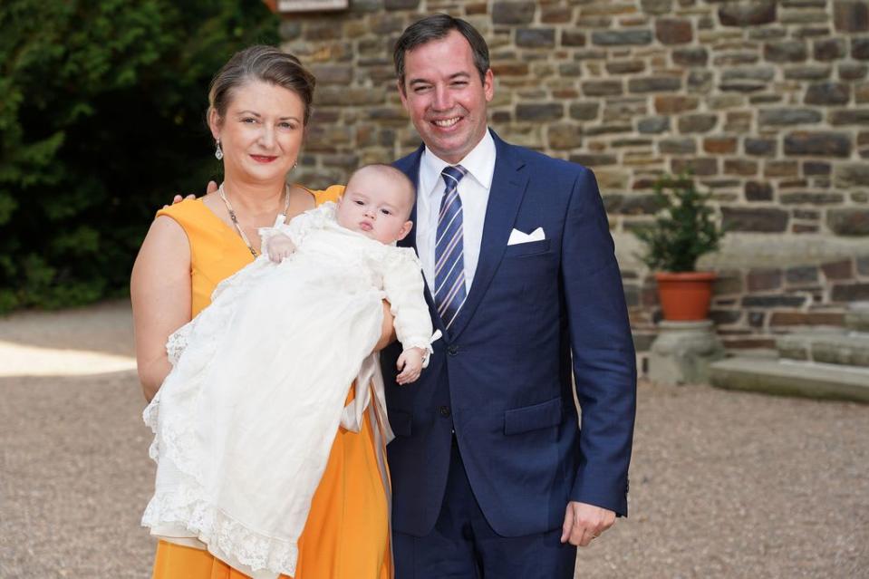 Princess Stephanie and Prince Guillaume with their eldest son, Prince Charles, in 2020