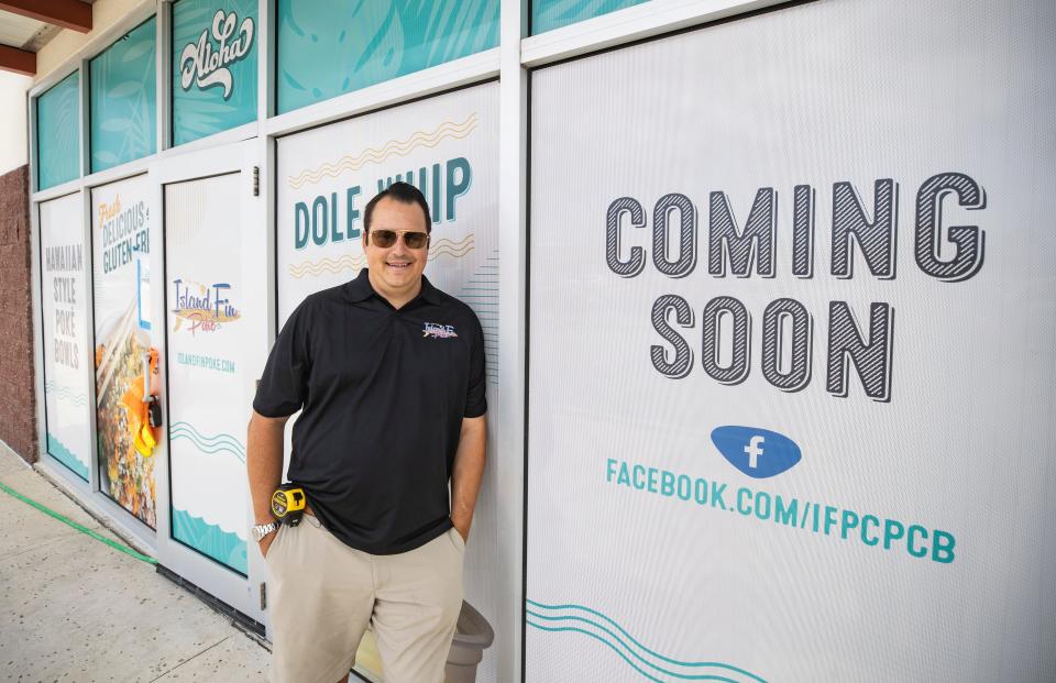 Island Fin Poké owner Kurt Fadden is pictured outside the Panama City Beach Parkway location on Monday.