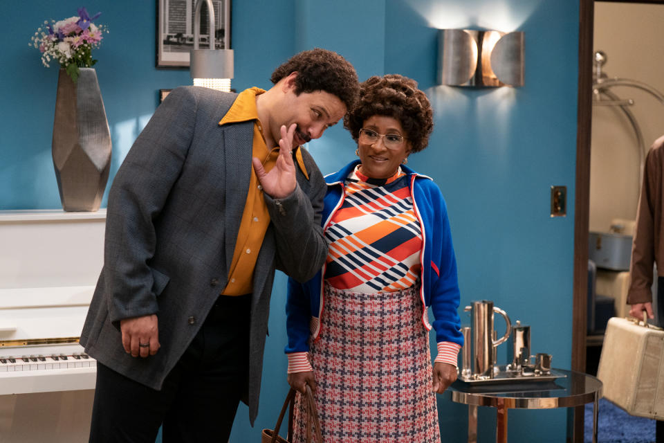 Conrad Chisholm (Colton Dunn) and Shirley Chisholm (Wanda Sykes) in 'History of the World, Part II.'