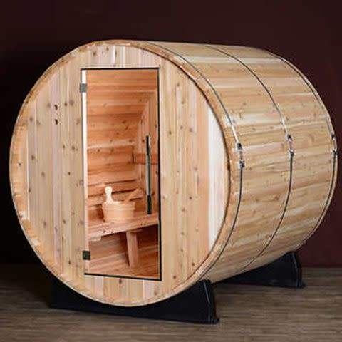 <p>Costco Wholesale</p> Almost Heaven Saunas Morgan 4-person Barrel Steam Sauna