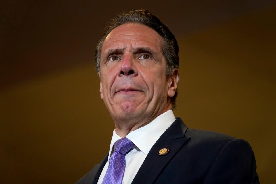 Gov. Andrew Cuomo speaks at Grace Baptist Church, a new pop-up vaccination site, in Mt. Vernon, N.Y., Monday, March 22, 2021. Cuomo was there to encourage all people to get vaccinated, especially those in underserved communities that were the most effected by the pandemic.