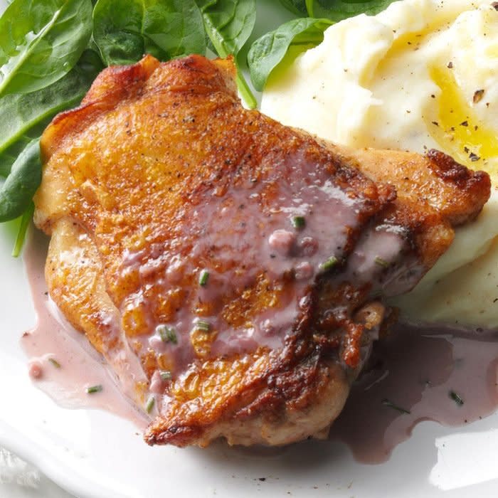 Chicken with Red Wine Cream Sauce