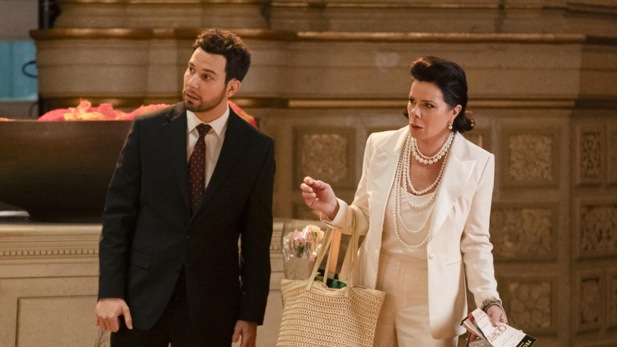  Skylar astin and marcia gay harden in so help me todd season 2, episode 5. 