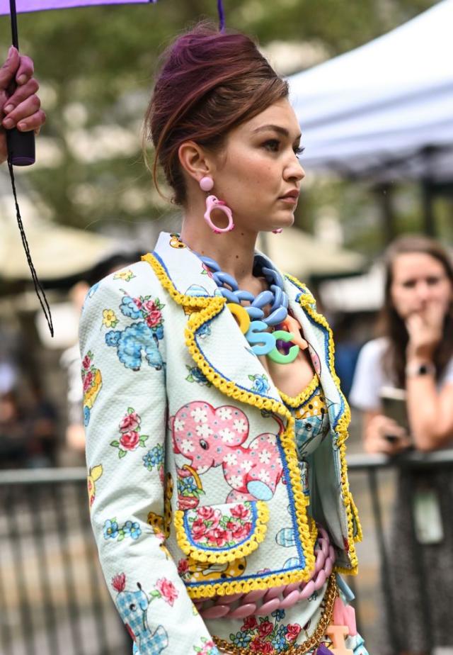 Gigi Hadid's Giant Baby Bottle Stole the Show at Moschino — See Photos