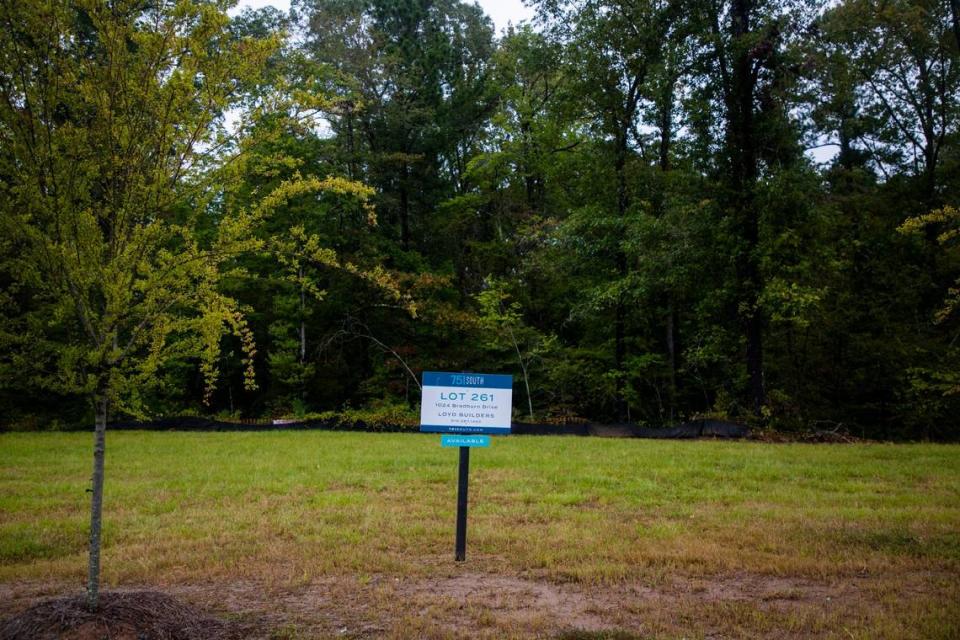 Houses in various states of completion and empty lots are seen side by side in 751 South, a development in Durham, N.C., on Friday, Sept. 25, 2020.