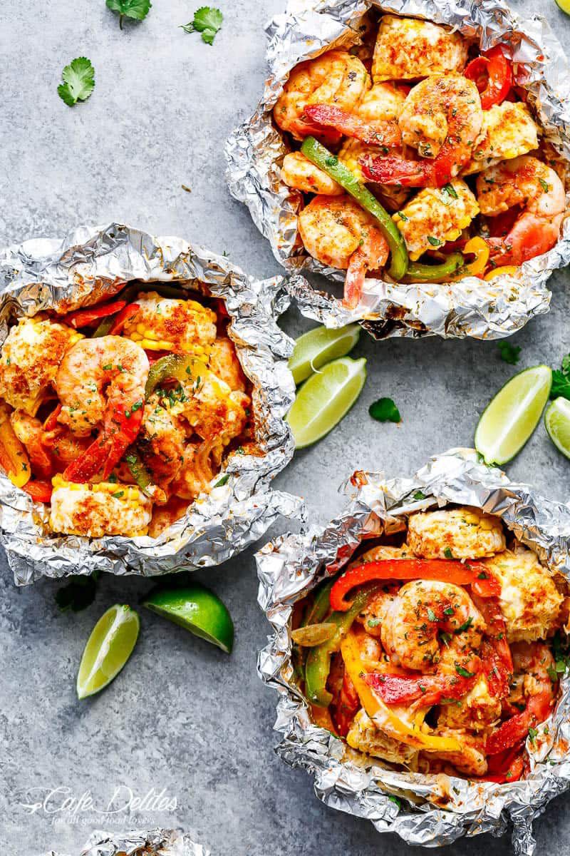 Shrimp and Mexican Corn Foil Packets