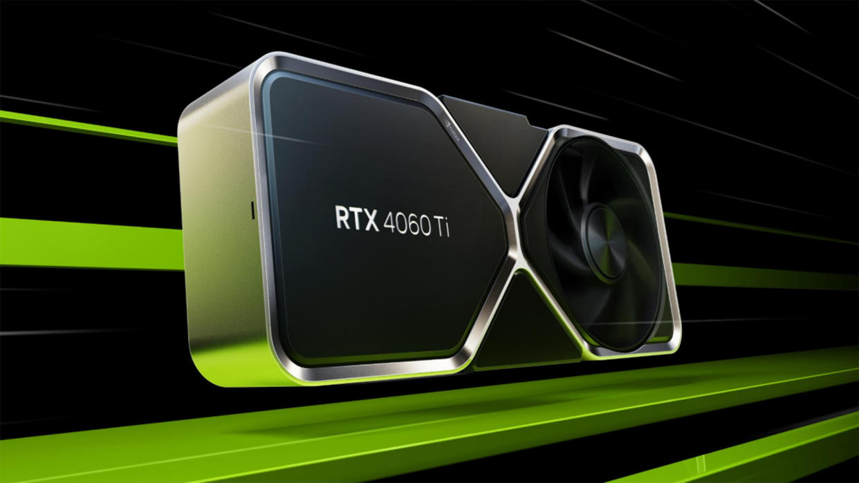  An Nvidia RTX 4060 Ti against a green and black background 