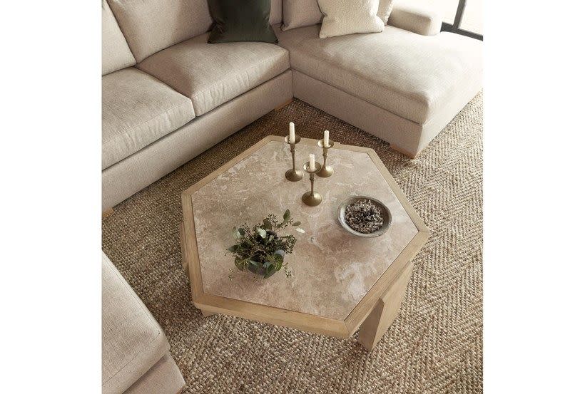 <p><a href="https://www.livingspaces.com/pdp-voyage-hexagonal-marble-coffee-table-by-nate-berkus-jeremiah-brent-313473" rel="nofollow noopener" target="_blank" data-ylk="slk:Shop Now;elm:context_link;itc:0;sec:content-canvas" class="link ">Shop Now</a></p><p>Voyage Hexagonal Marble Coffee Table By Nate Berkus + Jeremiah Brent</p><p>livingspaces.com</p><p>$750.00</p>