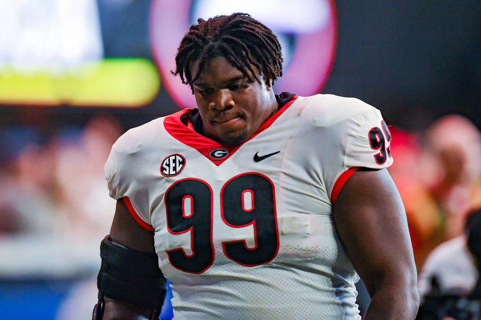 Georgia DT Jordan Davis has rare skills for a man his size, but NFL teams will value him differently depending on their schemes. (Photo by Rich von Biberstein/Icon Sportswire via Getty Images)