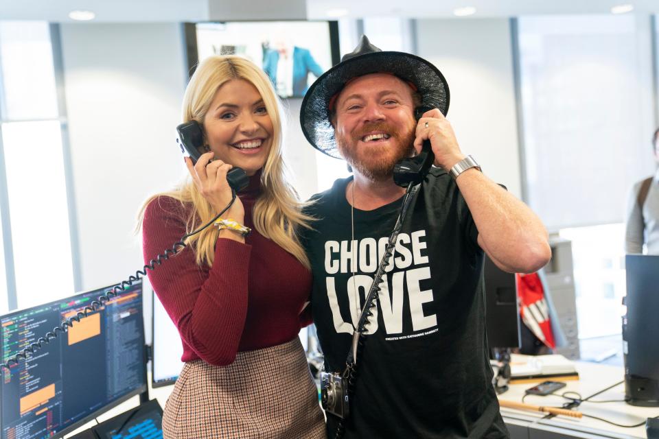 Holly Willoughby and Keith Lemon during the BGC annual charity day at Canary Wharf in London, in commemoration of BGC&#39;s 658 colleagues and the 61 Eurobrokers employees lost on 9/11. Over the past 18 years, approximately 192 million US Dollars has been raised as a direct result of the charity day. Picture date: Thursday September 29, 2022.