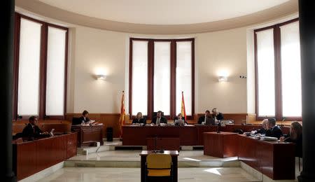 General view of the courtroom where the trial of Argentine soccer star Lionel Messi and his father Jorge Horacio Messi started in Barcelona, Spain, May 31, 2016. REUTERS/Alberto Estevez/Pool