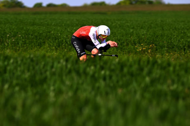 ST QUENTIN FRANCE  MAY 18 Benjamin Thomas of France and Team Cofidis sprints during the 67th 4 Jours de Dunkerque  Grand Prix des Hauts de France 2023 Stage 3 a 159km Individual time trial in SaintQuentin on May 18 2023 in St Quentin France Photo by Luc ClaessenGetty Images