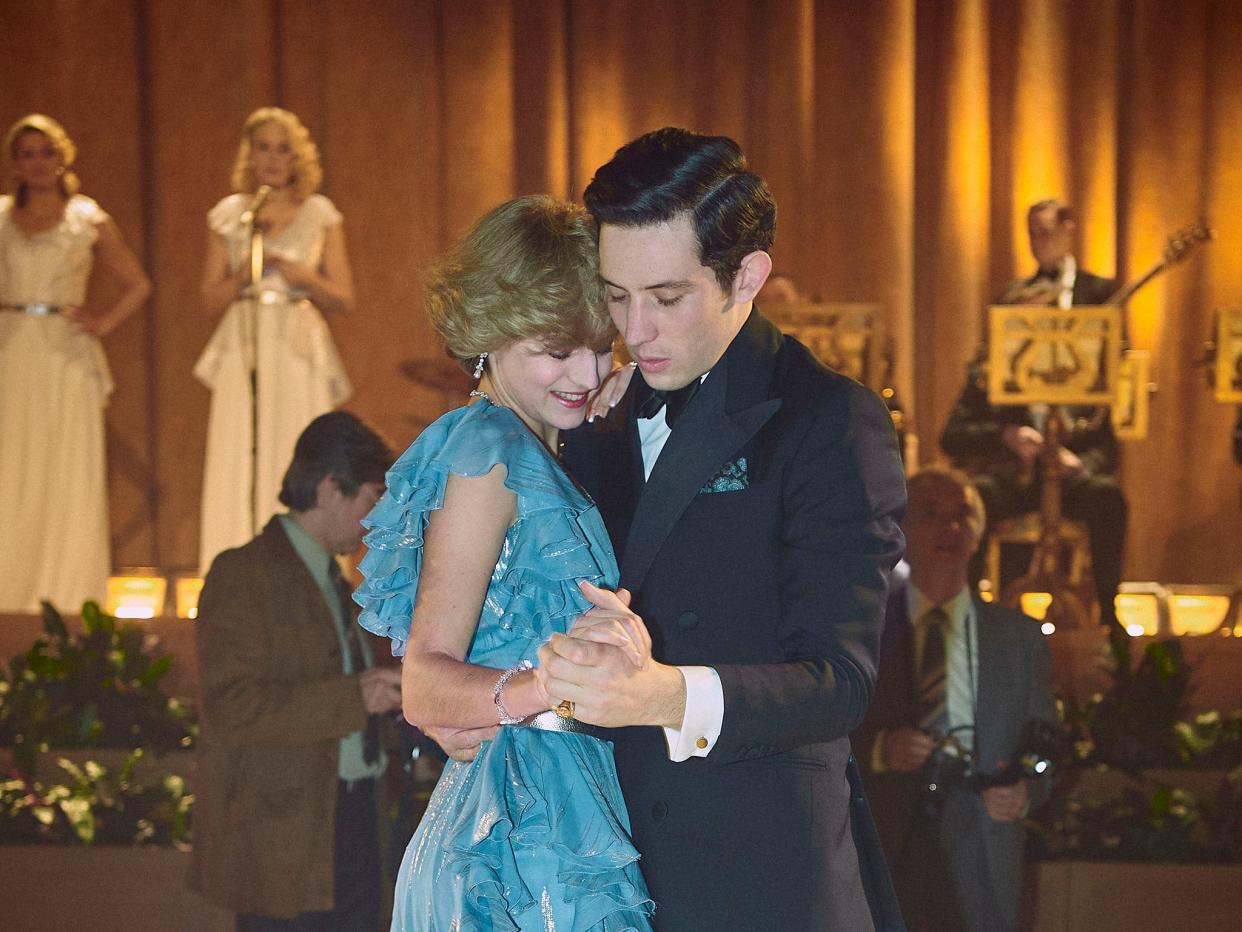<p>Lady Diana (Emma Corrin) dancing to ‘Uptown Girl’ in season 4 of ‘The Crown’</p> (Alex Bailey/Netflix)