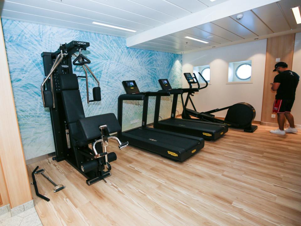 a person at the crew-only gym of Silversea's new Silver Ray