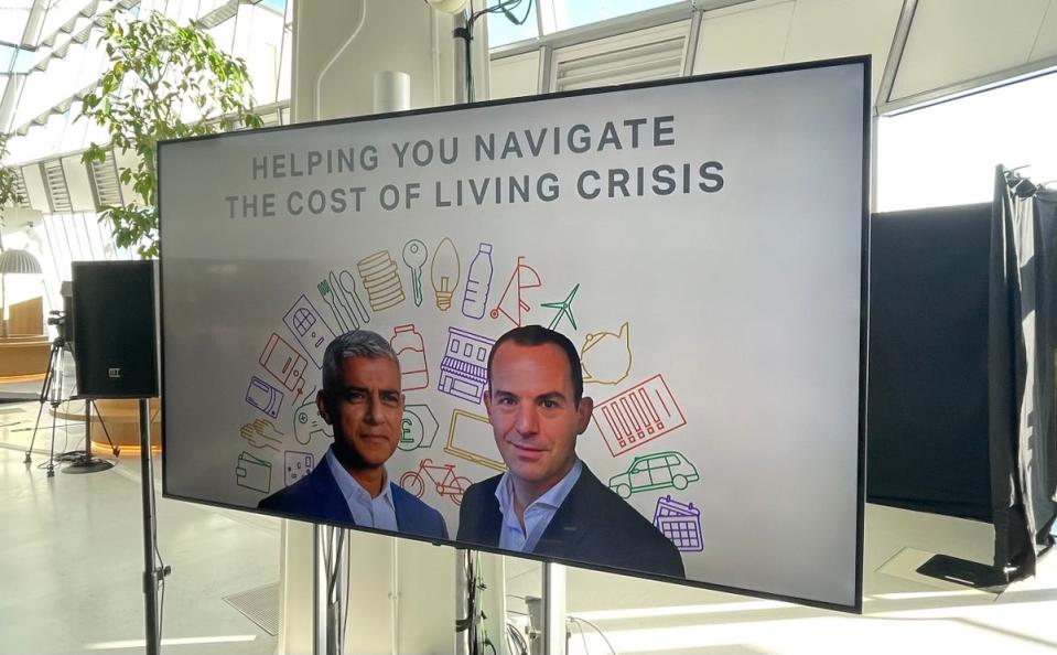 Sadiq Khan and Martin Lewis were speaking at an event about the cost of living crisis (Noah Vickers/Local Democracy Reporting Service)