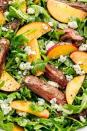 <p>Peppery rocket is the perfect vessel for this savoury-sweet combo.</p><p>Get the <a href="http://www.delish.com/uk/cooking/recipes/a32998377/balsamic-grilled-steak-salad-with-peaches-recipe/" rel="nofollow noopener" target="_blank" data-ylk="slk:Balsamic Grilled Steak Salad with Peaches;elm:context_link;itc:0;sec:content-canvas" class="link ">Balsamic Grilled Steak Salad with Peaches</a> recipe.</p>