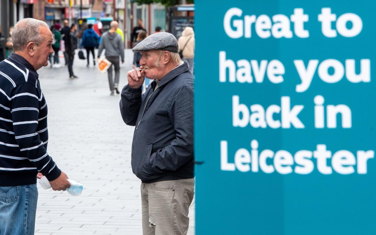 Signs in the centre of Leicester welcoming people back as the city may be the first UK location to be subjected to a local lockdown - Joe Giddens/PA