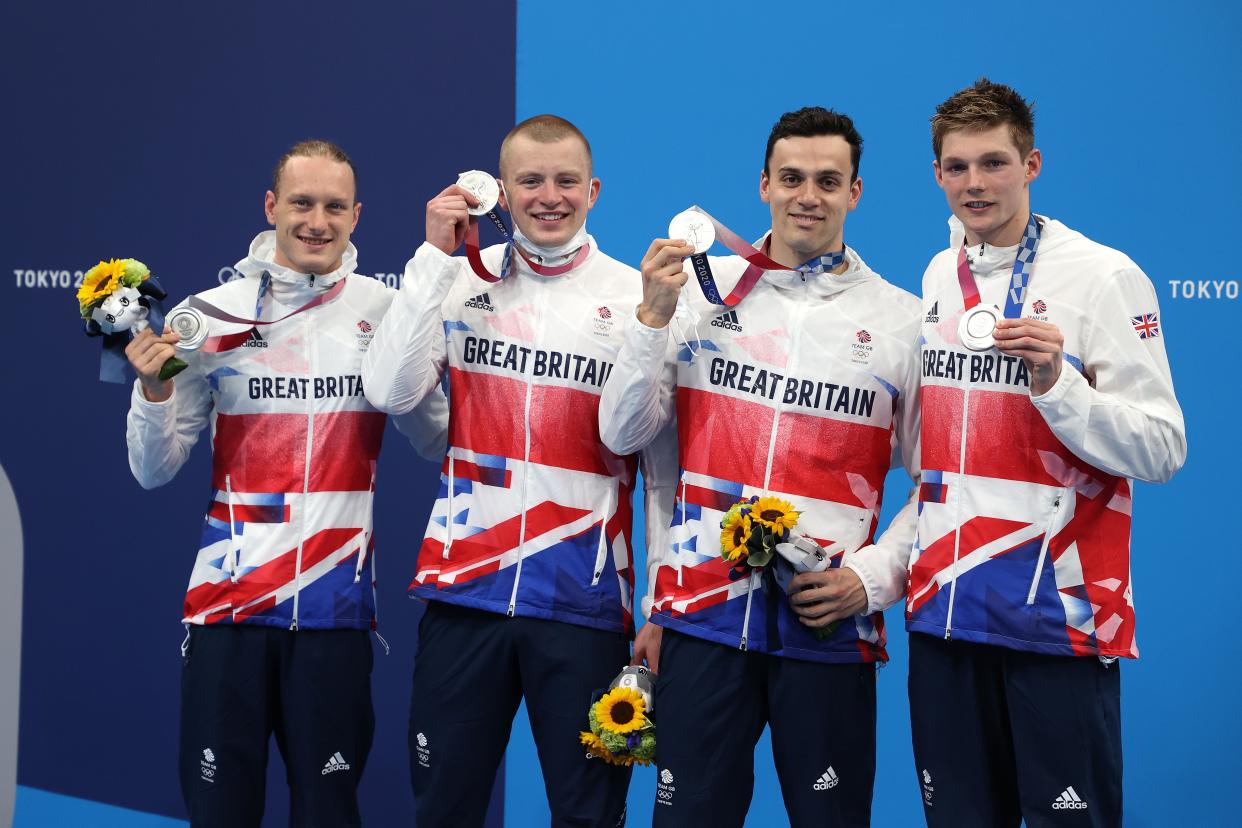 Luke Greenbank.  Adam Peaty, James Guy and Duncan Scott (Getty Images)