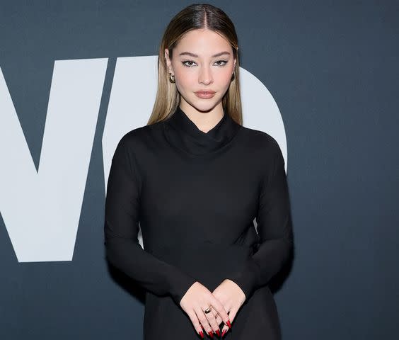 <p>Theo Wargo/Getty</p> Madelyn Cline attends the 2023 WWD Honors at Casa Cipriani on October 24, 2023 in New York City.