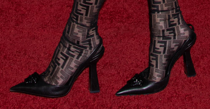 A closer look at Vanessa Hudgens leather pumps. - Credit: RCF / MEGA