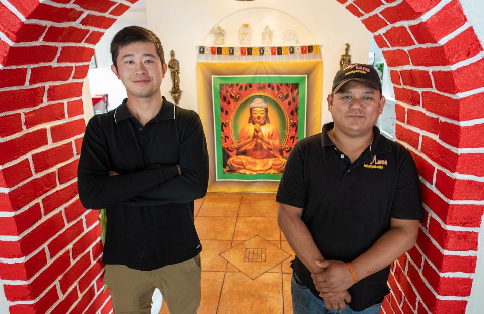 Avoca AI creator Tyson Chen, left, and chef Shekhar Lama at his Indian and Nepali cuisine restaurant in Springettsbury Township.