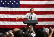 President Barack Obama speaks at a campaign fundraising event at the Bridgeport Art Center in Chicago, August 12, 2012.