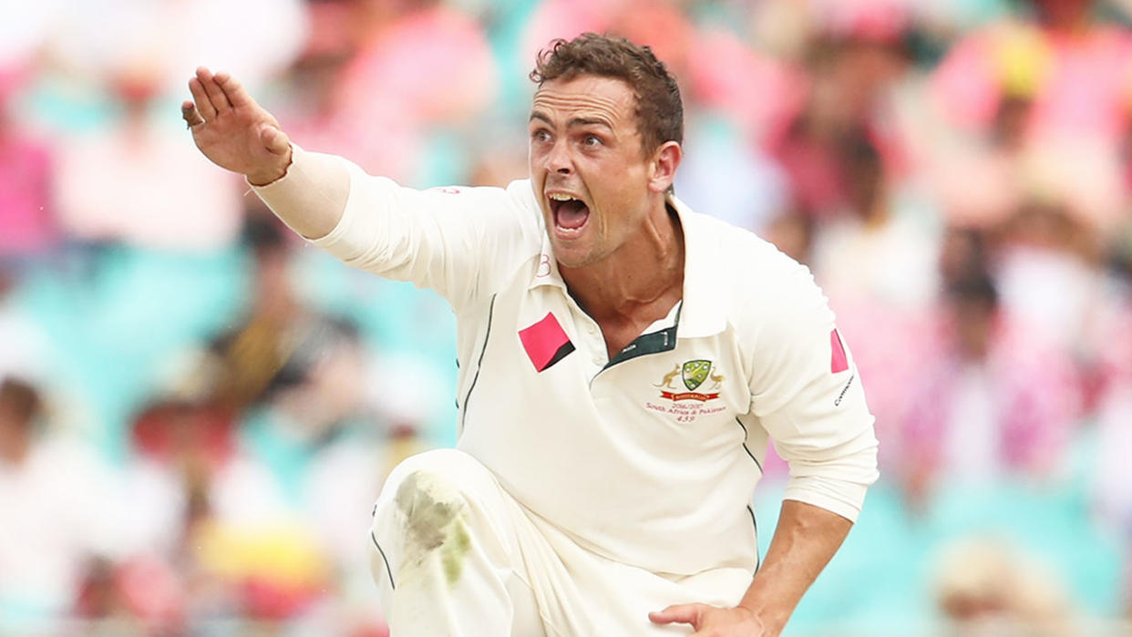 Steven O'Keefe has the greatest match figures of any overseas bowler for a Test match in India. Pic: Getty