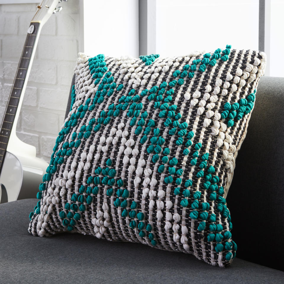 MoDRN Scandinavian Teal and White Handwoven Decorative Throw Pillow (Photo: Walmart)