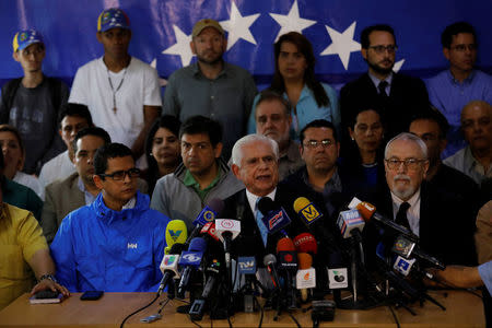 Omar Barboza, president of the National Assembly and member of Frente Amplio Venezuela Libre, speaks to the media a day after the national election in Caracas, Venezuela May 21, 2018. REUTERS/Carlos Jasso