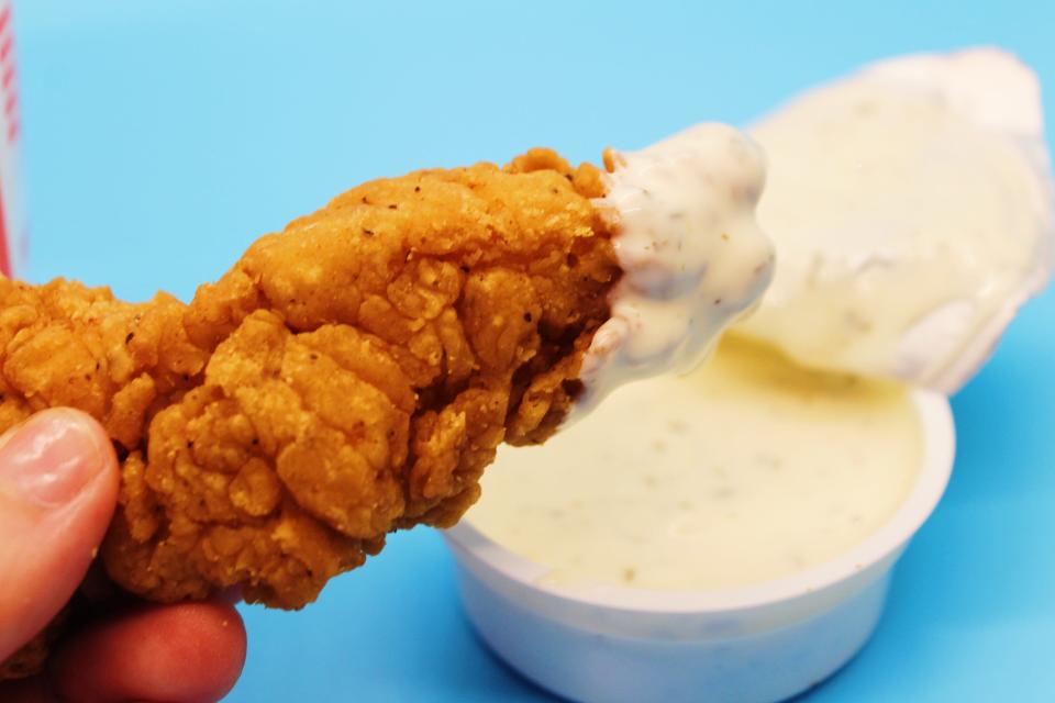 whataburger chicken tender dipped in ranch