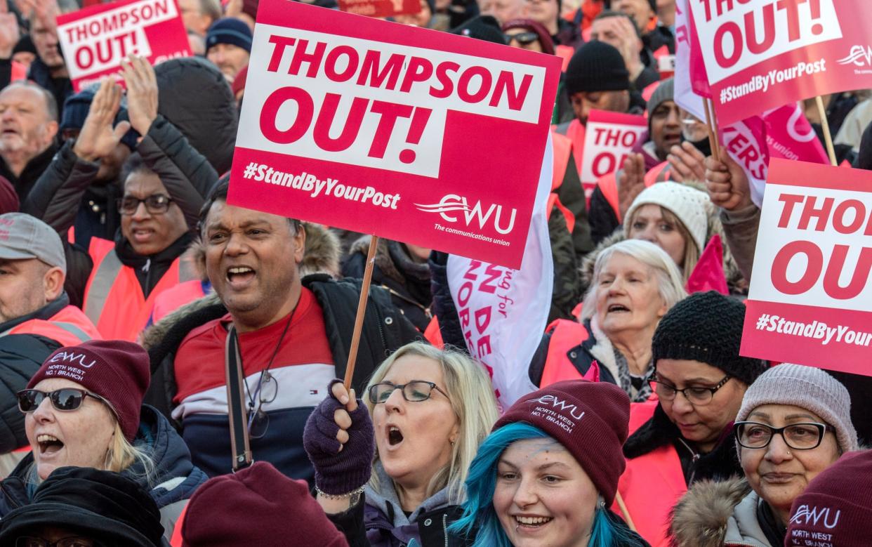 Thousands of Royal Mail staff held a rally in central London to protest against pay and conditions - Julian Simmonds