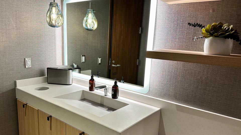 Easily a quarter of the new Delta Sky Club at LAX was dedicated to an expansive restroom area, including eight showers that passengers can book via a virtual queuing system.
