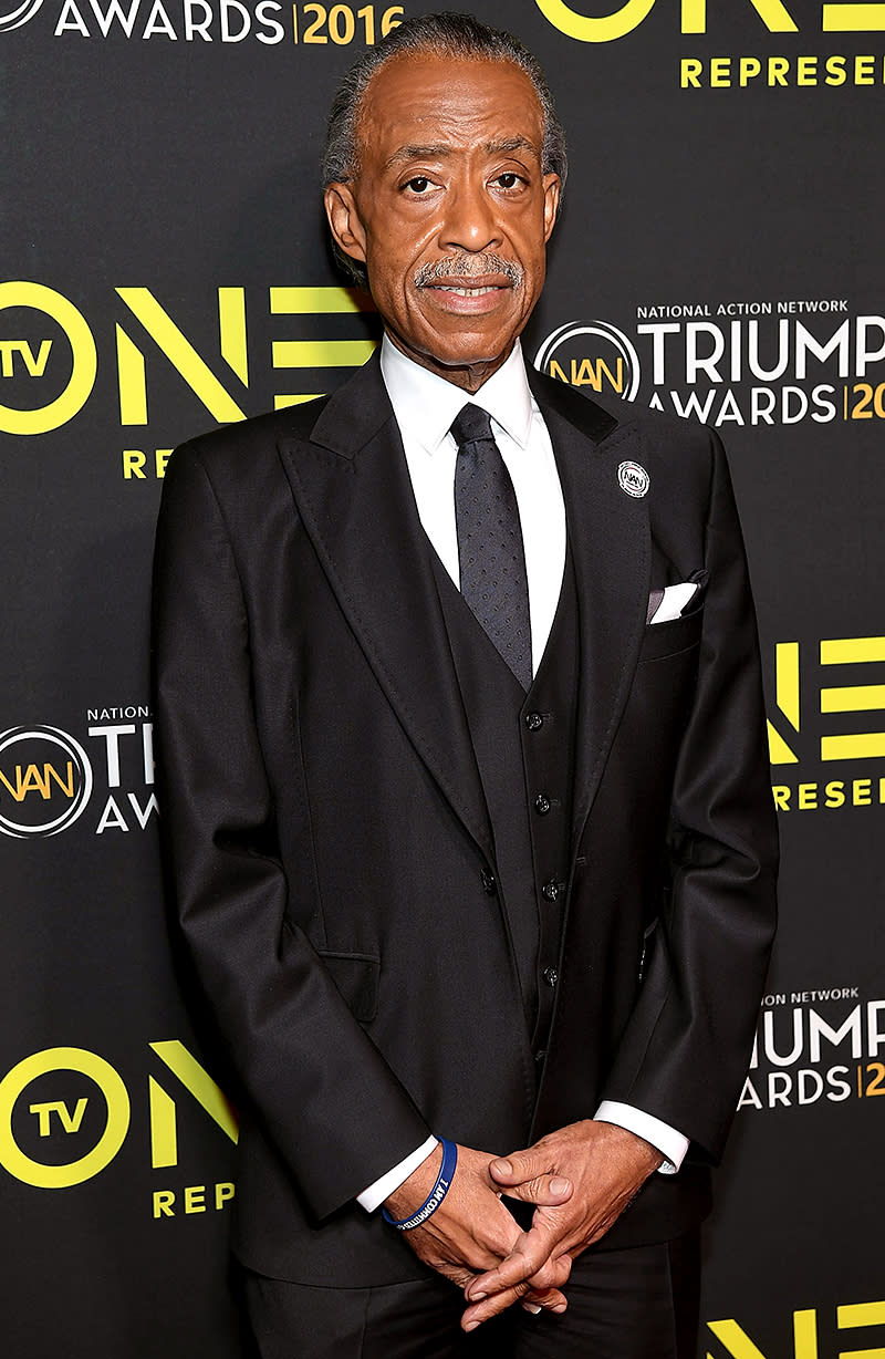 <p>When speaking at a Center for American Progress Action Fund event earlier this year, Sharpton <a rel="nofollow noopener" href="http://www.huffingtonpost.com/entry/al-sharpton-donald-trump_us_56cf3dc8e4b0bf0dab311928" target="_blank" data-ylk="slk:announced" class="link ">announced</a> he would be leaving the country if Trump is voted into office. "If Donald Trump is the nominee … I'm also reserving my ticket to get out of here if he wins," he cracked. “Only because he'd probably have me deported anyhow." (Photo: Paras Griffin/Getty Images) </p>