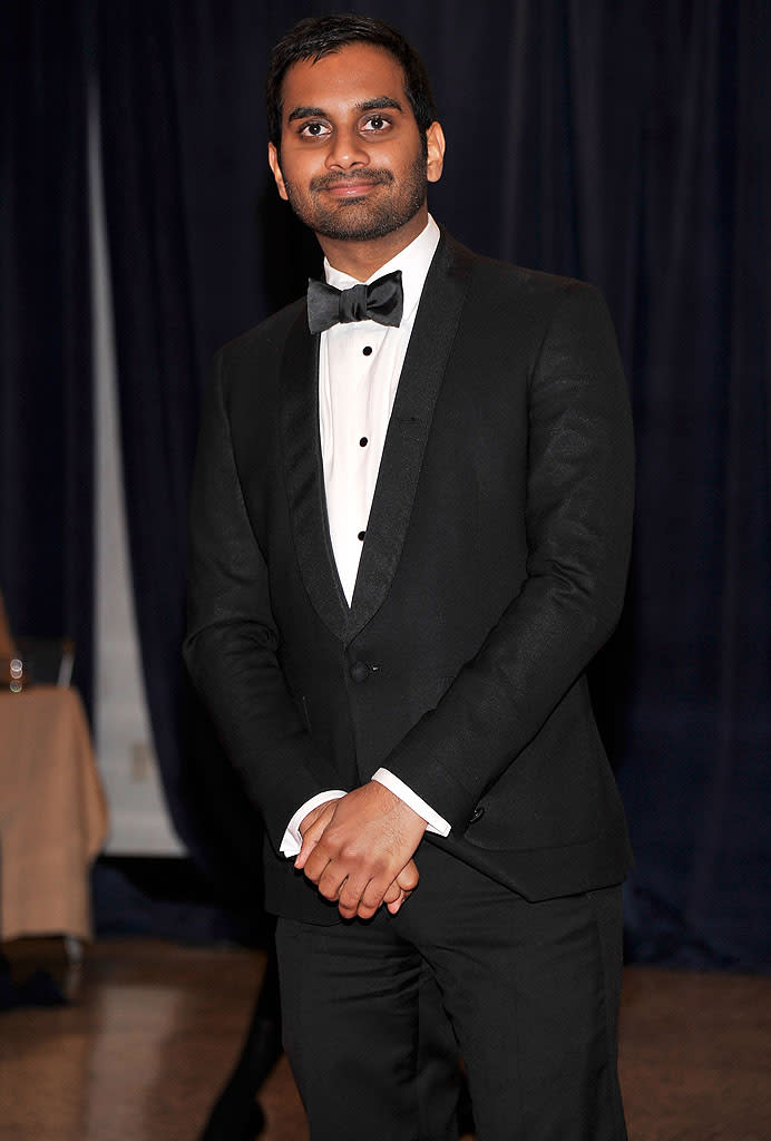 Funnyman Aziz Ansari -- who plays underachieving Pawnee city employee/budding entrepreneur Tom Haverford on NBC’s “Parks and Recreation” -- delivered some of his character’s signature swagger in a dapper tux. The actor was invited to the dinner by <i>The New Yorker</i>.