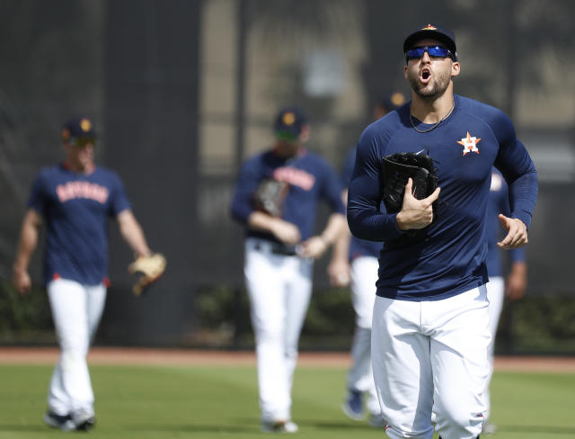 Houston Astros players heckled by fans during batting practice at spring  training