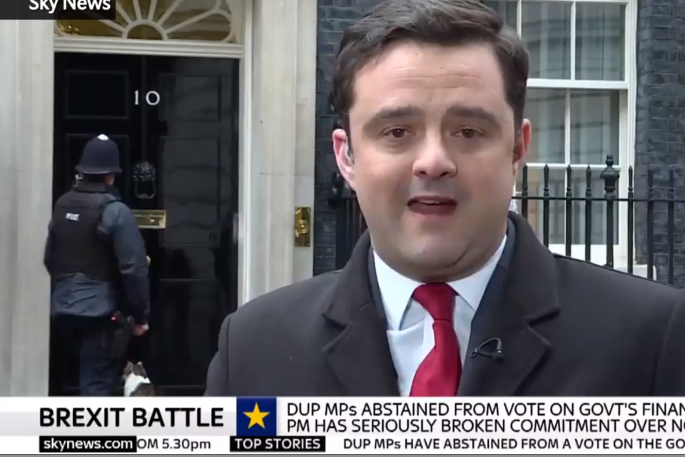 Police officer knocks on No10 door so Downing Street cat can be let in - and all during live TV broadcast on Brexit