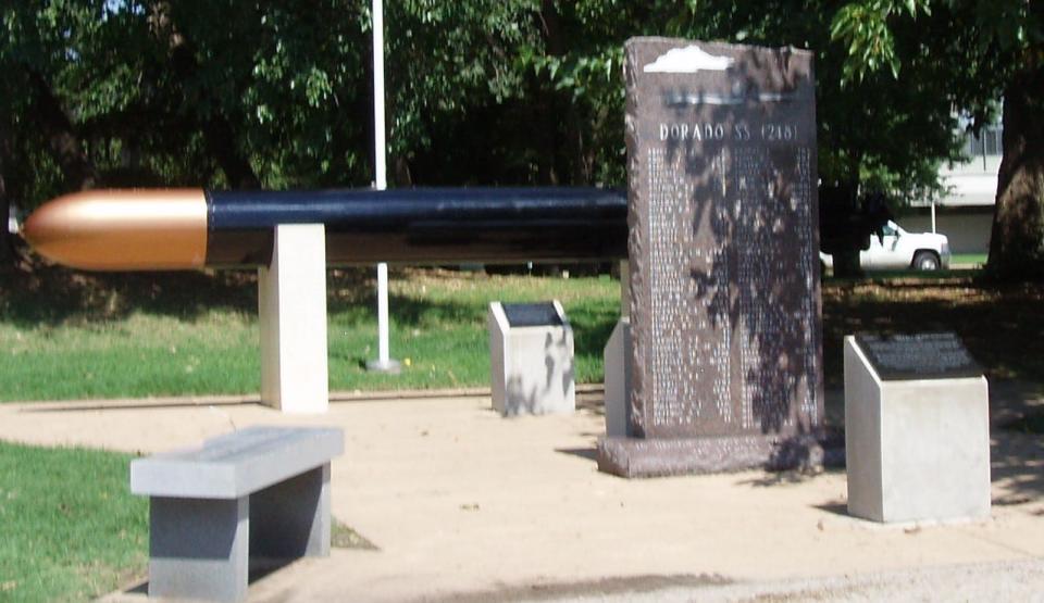 The USS Dorado Memorial in Wichita Veterans Memorial Park, Kansas, reflects the U.S. Submarine Veterans of World War II's commitment to remember their brothers lost at sea.