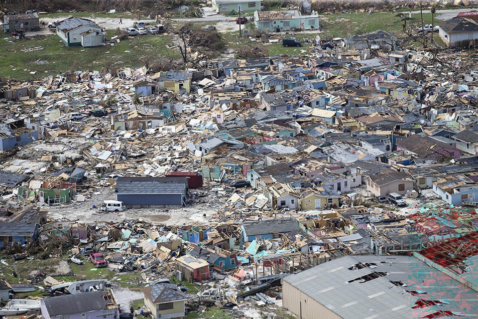 Destruction from Hurricane Dorian at Marsh Harbour in Great Abaco Island, Bahamas on Wednesday, Sept. 4, 2019. (Al Diaz/Miami Herald via AP)