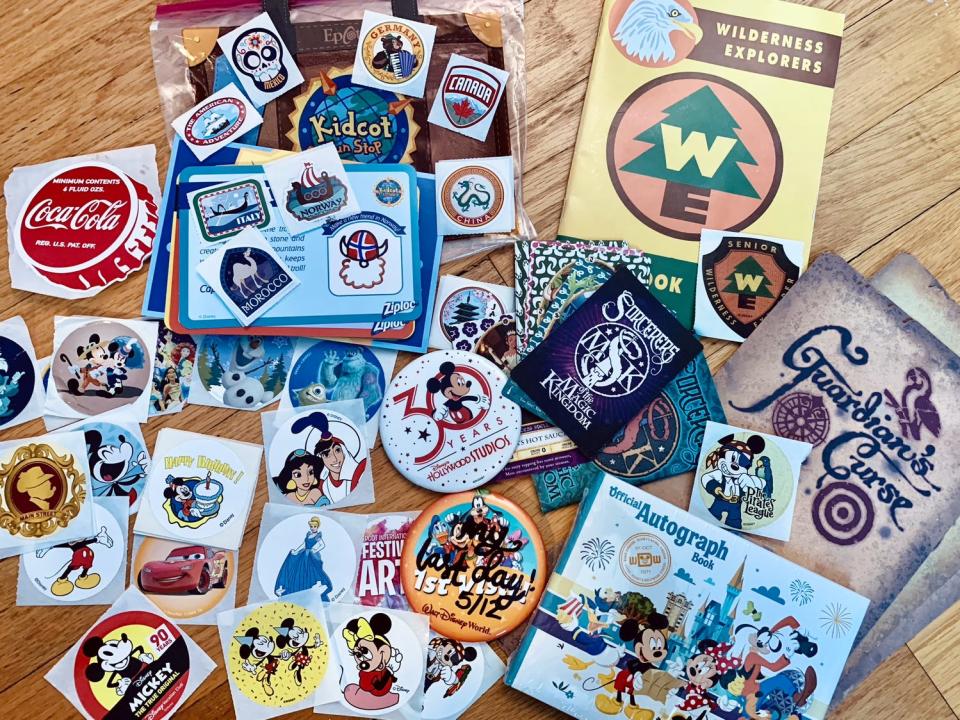 stickers, trading cards, maps, and other free offerings from disney world